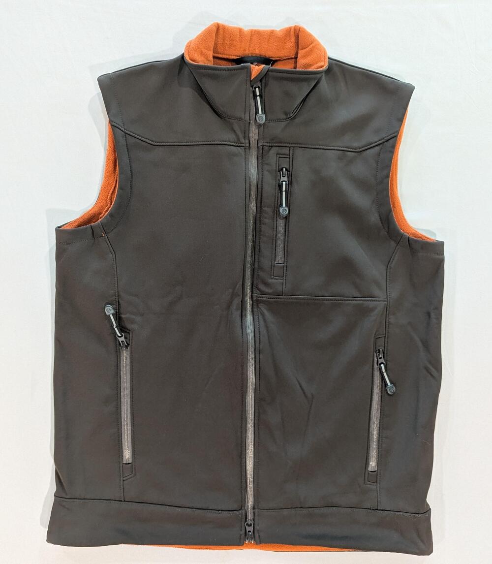 Roper Vest Mens L Brown Softshell Fleece Lined Full Zip Western Outdoor Pockets